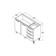 Balcão de Cozinha Ditália Aspen 2 Portas e 4 Gavetas - Organize com Estilo e Funcionalidade - imagem 3