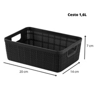 Kit 3 Cestos Organizadores Rattan Home Organizer - Preto | Multiuso P-M-G - imagem 4