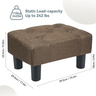 Poofzy Banqueta para os Pés Pequena - Otmoma de Linho com Pernas, Descanso de Pé Retangular para Sofá, Apoio para Pés e Pufes Pequeno para Sala de Estar e Entrada (Bege) - imagem 4