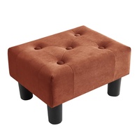 Poofzy Banqueta para os Pés Pequena em Veludo - Otmoma Confortável com Pernas, Design Retangular para Sofá, Sala e Entrada - imagem 1