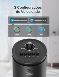 Ventilador de Torre Midea VTMP1 127V Preto - 3 Velocidades, Oscilação e Design Moderno - imagem 5