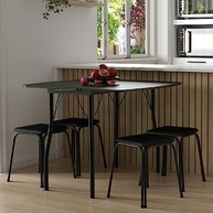 Conjunto Mesa Extensível com 4 Banquetas Preto - Design Moderno e Espaço Otimizado - imagem 2