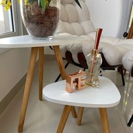 Conjunto de Mesinhas Canto com Tampo Orgânico - Branco ou Preto | Decoração Moderna e Funcional - imagem 4