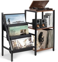 Estante para Vinil com Bolsa de Armazenamento em Tecido Oxford – Suporte 3 Níveis para Toca-Discos com Design Vintage - imagem 1