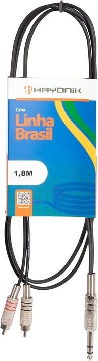 Cabo HAYONIK P10 Estéreo x 2 RCA 1.8m: Conexão de Áudio Profissional Linha Brasil - imagem 1