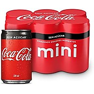 Coca-Cola Zero Açúcar 220ml: Pack 6 Latas Refrescantes - imagem 1