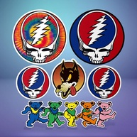 Adesivos Grateful Dead: Pacote 6 Peças Vinil Tie Dye, Steal Your Face, Ursos Dançantes - Decalques à Prova d'Água - imagem 1
