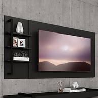 Painel Amazonas para TV até 50" com Prateleiras - Design Moderno e Sofisticado Carraro (Preto) - imagem 2
