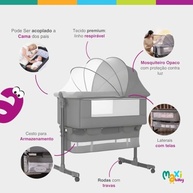 Berço Portátil Bebê Acoplável Co-Bed Connect Maxi Baby Cinza - Conforto e Segurança Próximos dos Pais - imagem 5