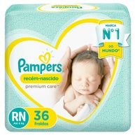 Fralda Pampers Premium Care Recém-Nascido RN - Proteção Suave e Confortável para Bebês - imagem 1