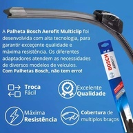 Par Palheta Limpador Parabrisa Bosch Aerofit Multiclip Fiat Punto 2007-2017 - imagem 4