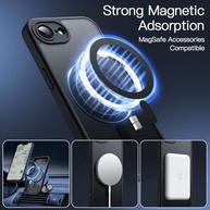 JETech Capa Magnética para iPhone 16e 6.1" (2025) Compatível MagSafe - Fina, Antichoque e Fosca Translúcida (Preta) - imagem 4