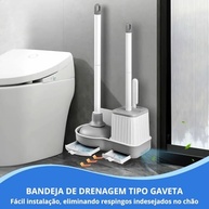 Kit de Limpeza 3 em 1 para Vaso Sanitário com Escova Flexível, Desentupidor e Suporte com Retenção de Água - imagem 4