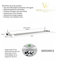 Porta Toalha Duplo 70cm Inox 304 para Banheiro - Design Moderno e Resistente - imagem 4