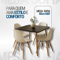 Mesa Quadrada 4 Lugares em MDF 80cm - Design Moderno para Cozinha e Sala de Jantar - imagem 5