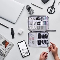 Bolsa Organizadora Portátil para Cabos e Acessórios Eletrônicos | Estojo Multifuncional de Viagem Loja Estliny (Preto) - imagem 3