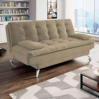 Sofá-Cama 3 Lugares Premium em Suede Velvet Bege - Conforto e Estilo para Qualquer Ambiente - imagem 2