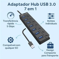 Hub USB 3.0 Premium: 7 Portas com Botões Individuais e LED para Máxima Velocidade (5Gbps) - imagem 4