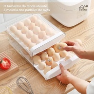 Porta-Ovos 2 Camadas Empilhável - 40 Ovos | Caixa Organizadora Transparente com Alças para Geladeira - imagem 4