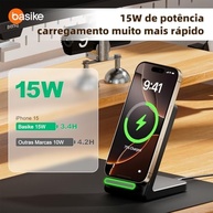 Carregador Sem Fio Basike 15W: Carregamento Rápido e Elegante para seu iPhone - imagem 3