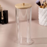 Kit Organizador de Bambu com Tampa – Porta Algodão e Porta Cotonete para Banheiro e Quarto de Bebê - imagem 3