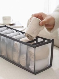 Organizador de Gavetas com 11 Divisórias - Tecido Dobrável para Meias e Roupas Íntimas (Cinza) - imagem 2
