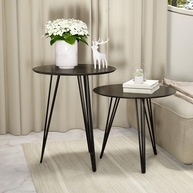 Conjunto com 2 Mesinhas Laterais Redondas com Pés de Ferro - Ideal para Sala e Canto - imagem 5