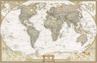 Mapa Mundi Vintage 60x92cm - Tela Canvas com Qualidade Museu para Decoração Elegante - imagem 1