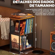 Estante Rack para Discos de Vinil LPs com 2 Divisórias Ajustáveis | Suporte para Toca-Discos e Armazenamento de Até 100 Álbuns - imagem 3