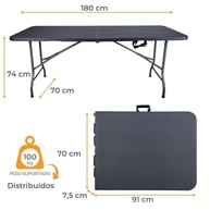 Mesa Dobrável em Maleta 1,80m - Resistente e Portátil para Casa, Jardim e Camping - imagem 3