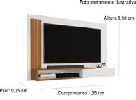 Painel para TV Smart até 50" Branco/Nature - Design Moderno com Prateleira e Porta - imagem 2