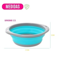 Bacia Dobrável Retrátil Multiuso 2,5L/9,5L - Portátil e Resistente para Lavanderia, Casa e Banho - imagem 3