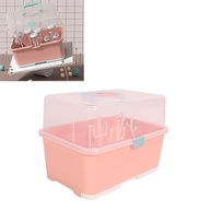 KIMISS Rack de Secagem e Armazenamento para Mamadeiras - Caixa Portátil com Tampa Transparente e Drenagem (Rosa) - imagem 5