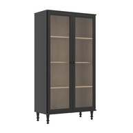 Cristaleira Estante para Livros Ditália 2 Portas em Vidro Preto - Design Moderno e Resistente - imagem 2