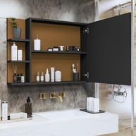 Espelheira Suspensa Iris com Porta para Banheiro e Closet - Design Moderno e Funcional - imagem 5