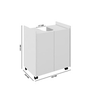 Gabinete para Pia de Coluna Banheiro Eccos – Design Moderno, 2 Portas e Rodízios - imagem 3