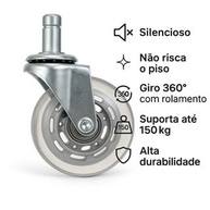 Base para Cadeira Gamer com 5 Rodízios de Gel Transparente - Suporte até 150kg, Giro 360° e Design Reforçado - imagem 2