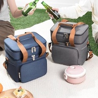 Bolsa Térmica Grande com 2 Compartimentos - Ideal para Marmita, Escola e Trabalho (Preto) - imagem 3