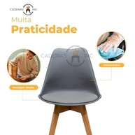 Kit 4 Cadeiras Saarinen Leda Design - Base Madeira Cinzas | Conforto e Estilo para sua Sala de Jantar - imagem 5