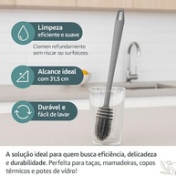 Kit 2 Escovas de Silicone para Limpeza Profunda de Garrafas, Mamadeiras e Copos - Design Ergonômico - imagem 5
