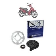 Kit Relação Completo Riffel Titanium para Honda Biz 125 (2005-2017) - Coroa 34Z, Pinhão 14Z e Corrente 428H 106L - imagem 1