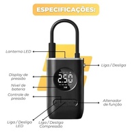 Calibrador Digital Portátil com Lanterna LED: Inflador Inteligente para Pneus de Carro, Moto, Bike e Mais! - imagem 4
