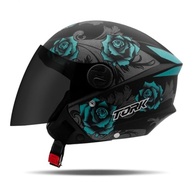 Capacete Aberto New Liberty 3 Flowers Azul Fosco - Segurança e Estilo para Você! - imagem 2