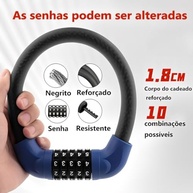 Cadeado Reforçado Aço 18mm: Segurança Máxima para Sua Moto, Bike e Mais (Preto) - imagem 3