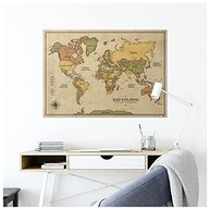 Pôster Mapa-Múndi Vintage A1 (84x59cm) com 220 Pins Adesivos para Marcar Viagens - imagem 4