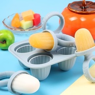 Molde Silicone para Picolés Bebês com Alças | 4 Cavidades para Lanches Congelados, Purê e Leite Materno - imagem 3