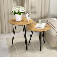 Conjunto 2 Mesinhas Laterais de Canto Redondas com Pés de Ferro - Design Moderno para Sala - imagem 3