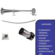 Buzina Marítima Cromada 45cm 12V para Caminhão: Som Potente e Estilo Inconfundível - imagem 4