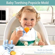 Molde Silicone para Picolés Bebês com Alças | 4 Cavidades para Lanches Congelados, Purê e Leite Materno - imagem 5