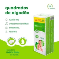 Bellacotton Algodão Quadrado Baby 100 Unidades - Maciez e Qualidade para o Cuidado do Bebê - imagem 3